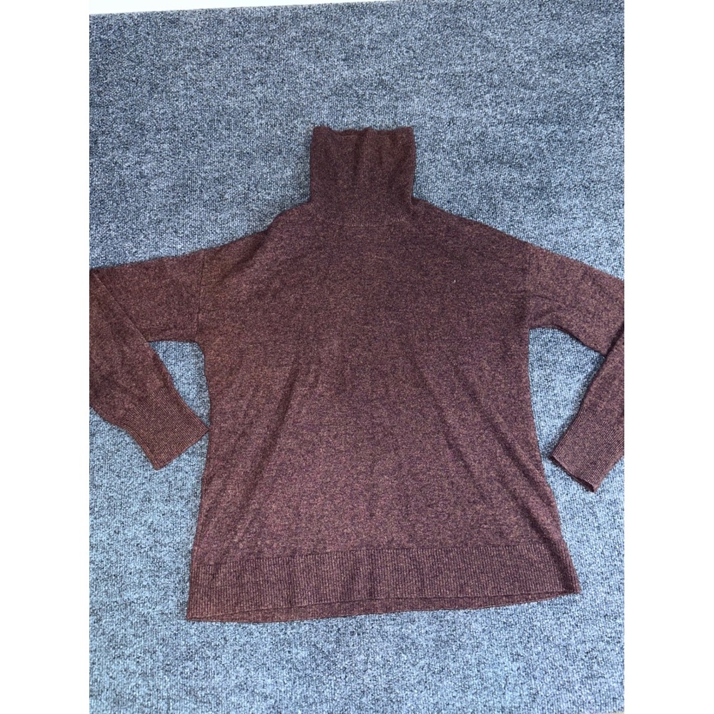 Nordstrom 100% Cashmere Turtleneck Sweater Womens Medium Heather Burgundy Purple